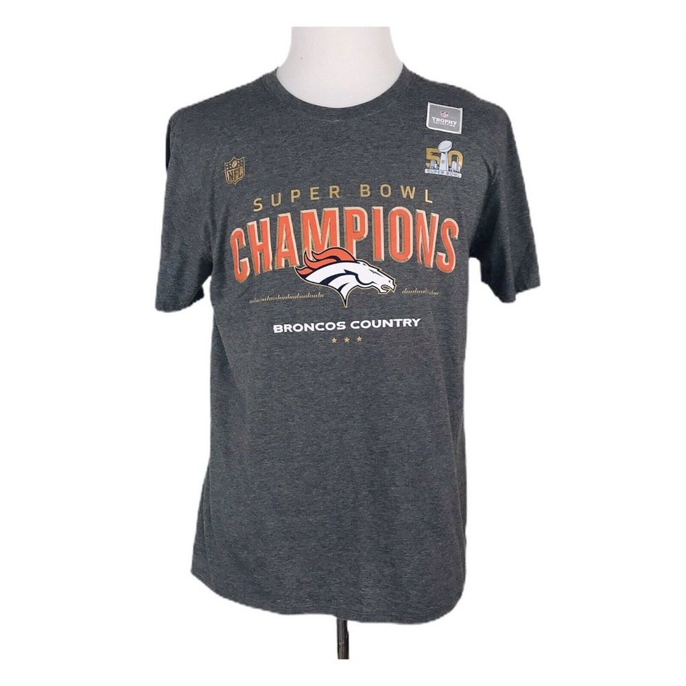NIKE Denver Broncos Super Bowl 50 Tee Shirt Broncos Country Size Large Gray
